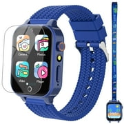Smart Watch for Kids Boy Gift Ages 3-12, 2 Screen Protector, 26 Puzzle Games, HD Camera Video Music Player Touchscreen Pedometer, Educationtal Toy Brithday Gifts for Boy Ages 4 5 6 7 8 9 10(Blue)